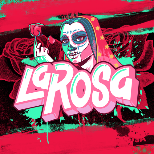 Rose artwork with the title 'Graffitti style illustration "La Rosa"'