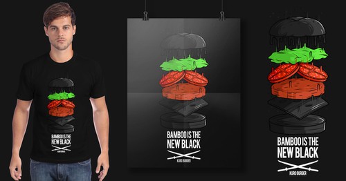 Restaurant t-shirt with the title 'Kuro Burger'