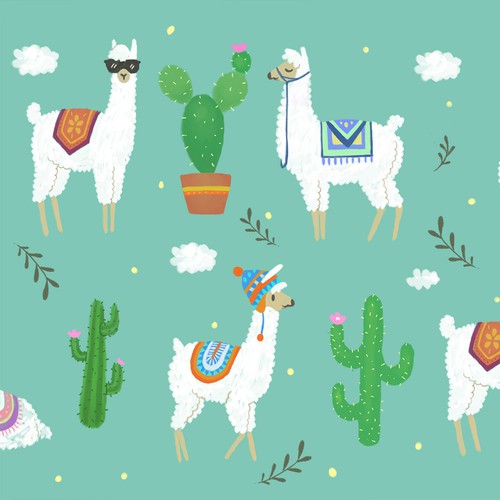 Pattern design artwork with the title 'llama pattern'