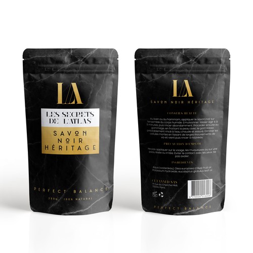 Marble design with the title 'Les Secrets De L'Atlas'