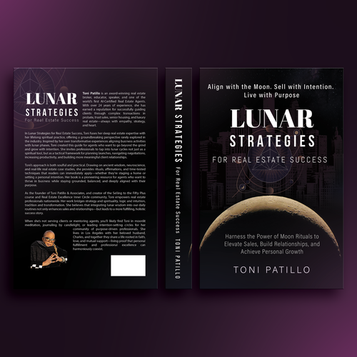 Luxury book cover with the title 'Book Cover Design for "Lunar Strategies For Real Estate Success by Toni Patillo".'