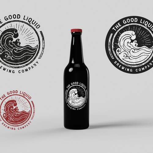 Abstract wave logo with the title 'Winning design for brewery'