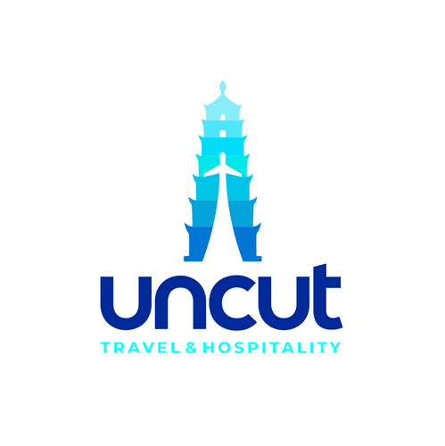 Travel agency logo with the title 'uncut travel & hospitality | Travel | Hospital | Plane | Fly | Logo'