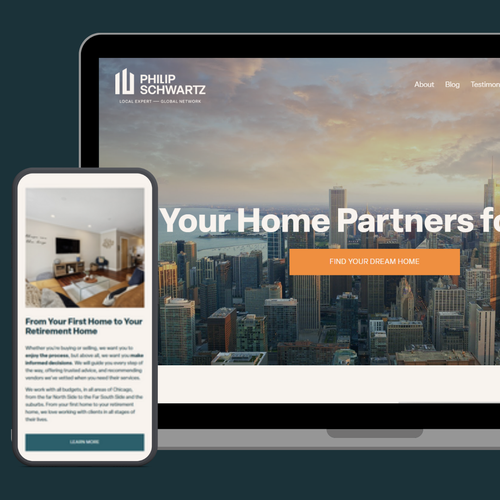 CSS design with the title 'Branding and Startup Website for Broker Philip Schwartz'