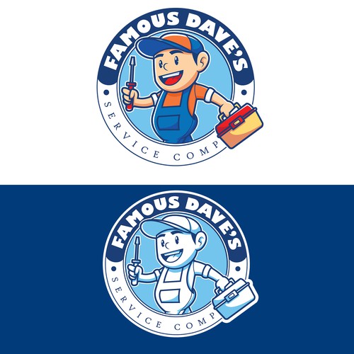 Service brand with the title 'concept for logo famous dave service company'