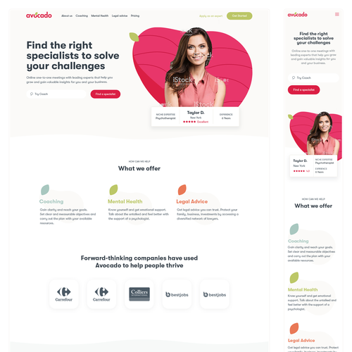 Coaching website with the title 'Avocado Website'