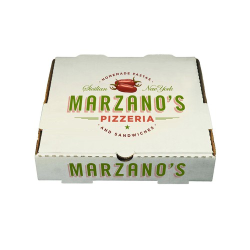 Italian cuisine logo with the title 'Marzano's Pizzeria'