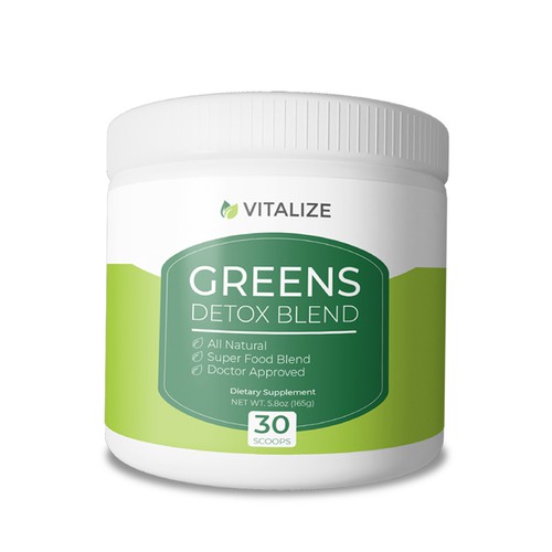 Green label with the title 'Green Detox blend'