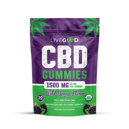 Gummy packaging with the title 'Packaging Design for CBD Product'