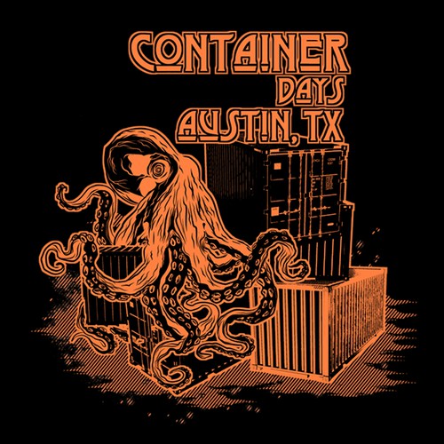 Octopus t-shirt with the title 'Container Days Austin 2016 conference tshirts'