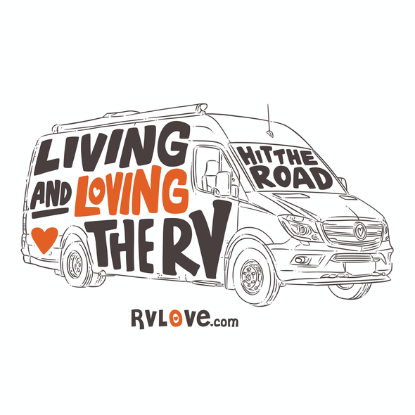 Camper van design with the title 'living and loving the RV'