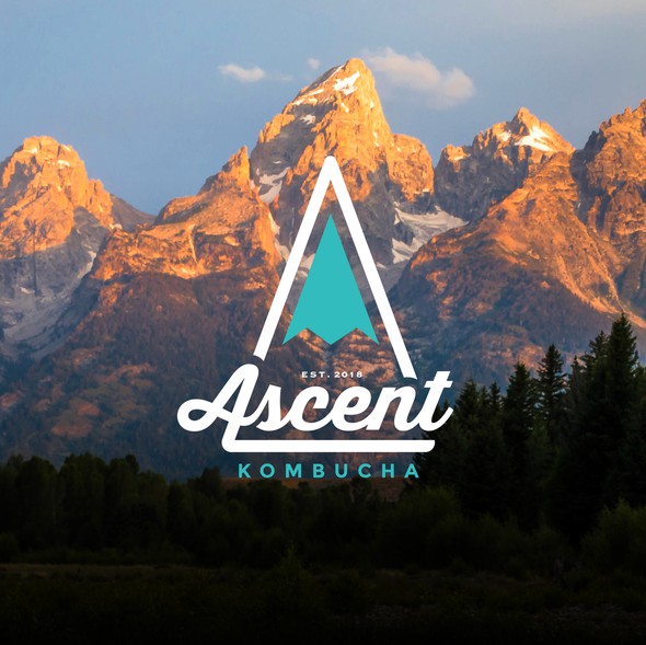 Beverage logo with the title 'Logo for Ascent Kombucha brewery. Check them out: www.ascentkombucha.com'