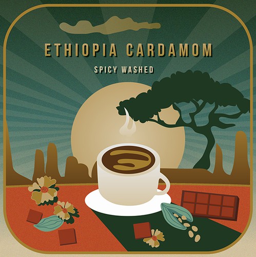 Coffee shop artwork with the title 'Illustration for background'