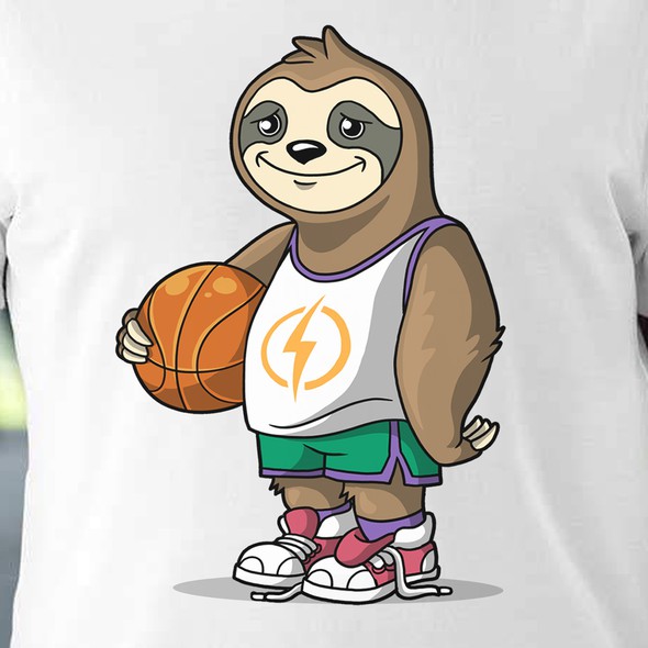 Mascot t-shirt with the title 'basketball player sloth cartoon'