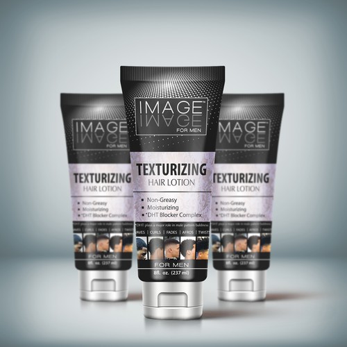 Tube packaging with the title 'Tube Design For Men's Hair Product.'