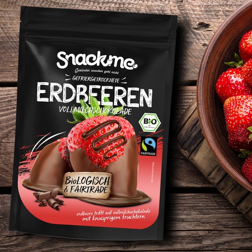 Bag packaging with the title 'Packaging for chocolate strawberries'