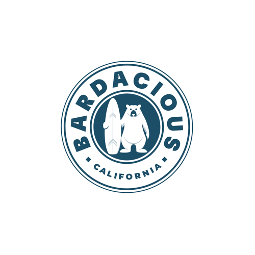 Surfboard design with the title 'Bardacious'