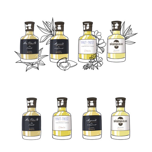 Cosmetics illustration with the title 'Brand Products hand drawn illustration'