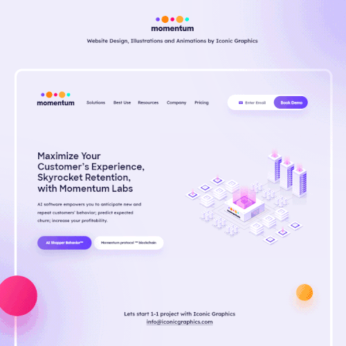 Isometric design with the title 'Website and Illustrations Design'