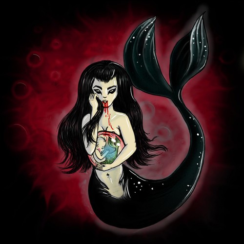 Mermaid t-shirt with the title 'Something creepy'