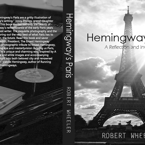 Paris book cover with the title 'Hemingway's Paris - Illustrated Book Cover'