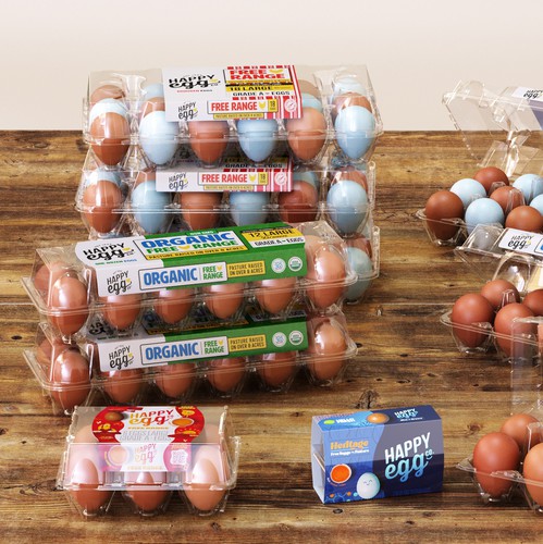 Egg design with the title 'Mockup design for an egg product line'