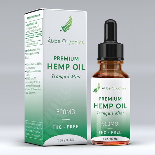 Hemp oil packaging with the title 'Hemp Oil'