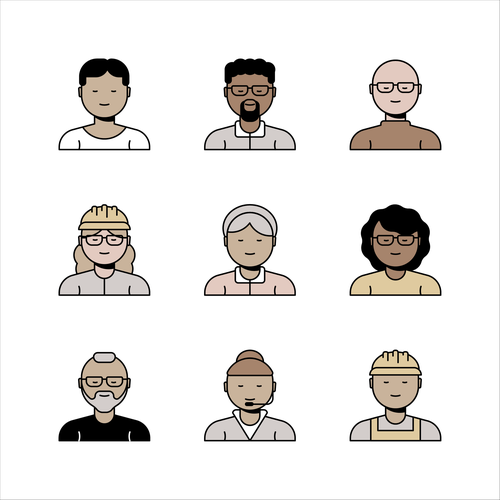 Icon illustration with the title 'Icons / Avatars'