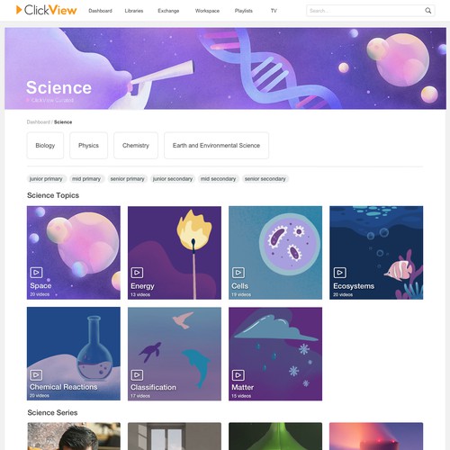 Banner artwork with the title 'Illustrative banner for educational video portal'