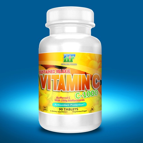 Vitamin label with the title 'Label Redesign For Food Supliment'