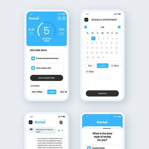 Chat design with the title 'therApI'