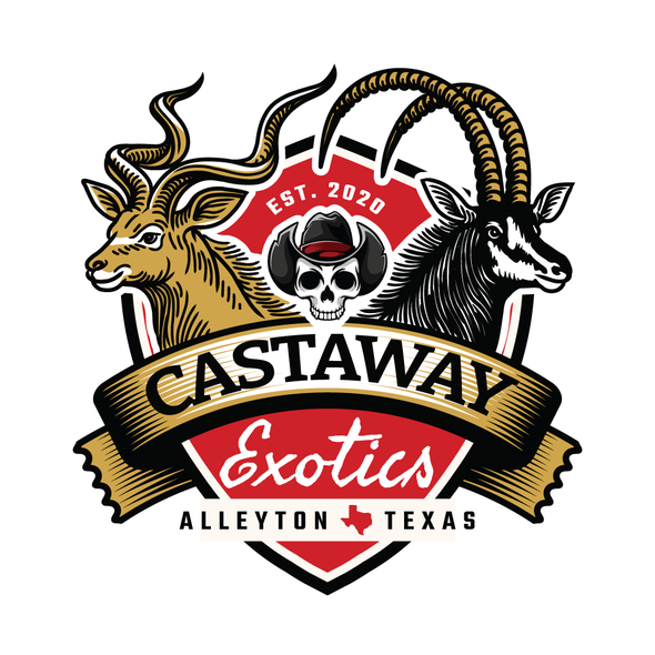 Cowboy logo with the title 'CASTAWAY EXOTICS'