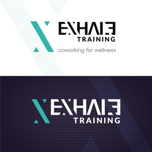 PT logo with the title 'EXHALE Training - Fitness Center Logo Design'