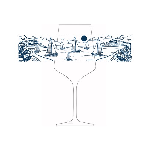 Sea artwork with the title 'Sailing theme design'