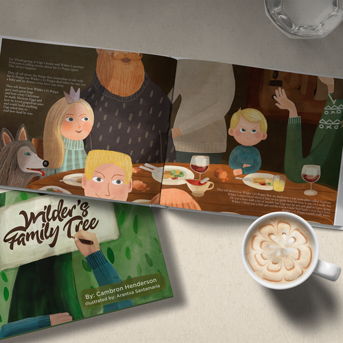 Book artwork with the title 'Wilder,s Family Tree. A personal project book with illustrations'