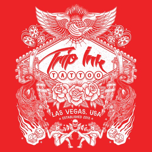 Tattoo t-shirt with the title 'submission design for tattoo studio merchandise contest.'