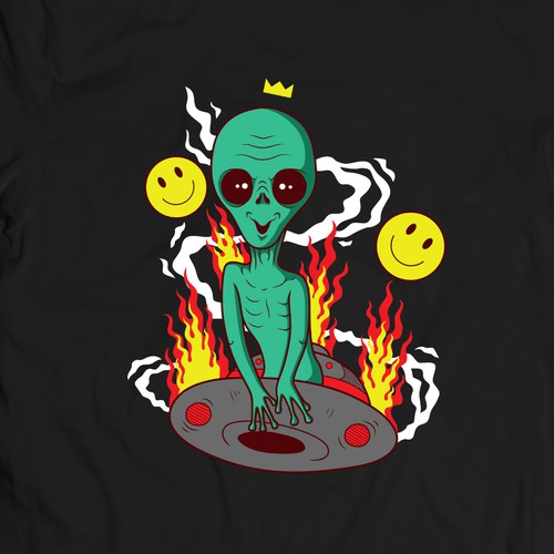 Happy t-shirt with the title 'Alien Has Landed!'