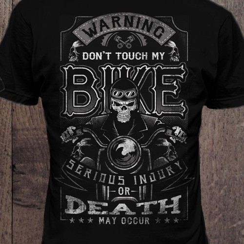 Biker t-shirt with the title 'I Need Very Powerful and Badass Biker Design ( Guaranteed Prize )'