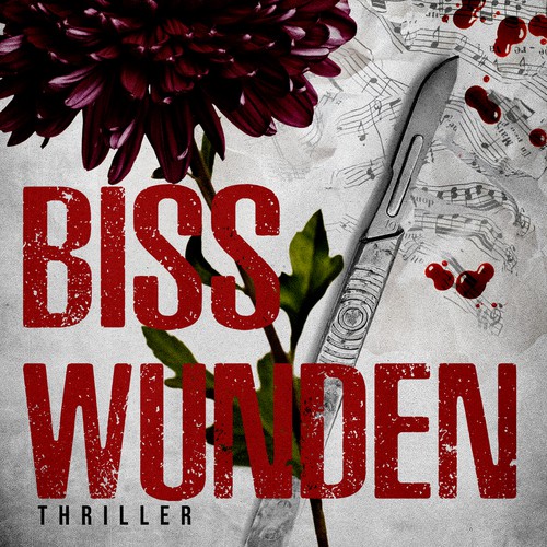 Music book cover with the title 'Thriller book cover Bisswunden'