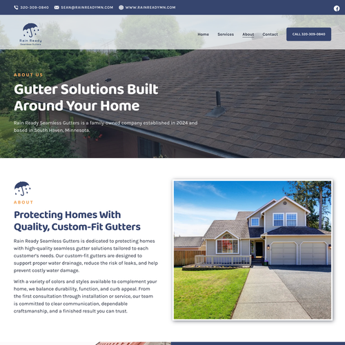 Design with the title 'Rain Ready Seamless Gutters Design'
