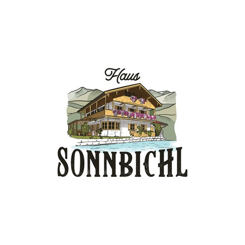 Pond logo with the title 'beautiful lake house'