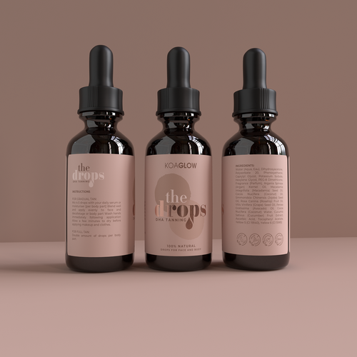 Simple label with the title 'Simple, Classy, Minimalistic Label for Tanning Drops'