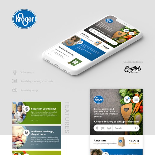 Marketplace design with the title 'Groceries app'