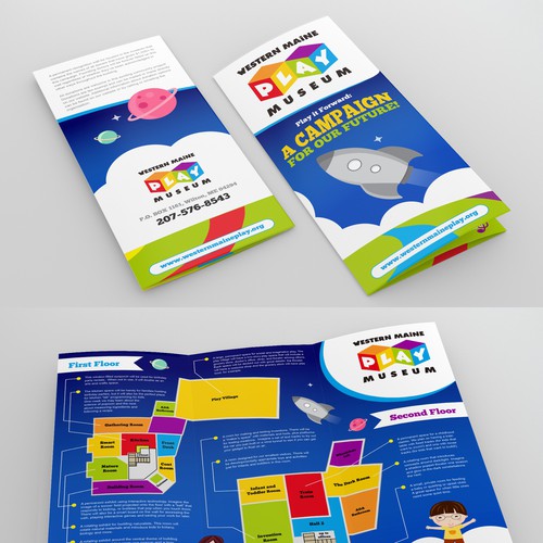 Handout design with the title 'Design a Brochure for Western Maine Play Museum'