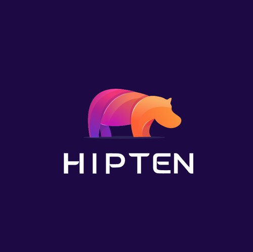 3D brand with the title 'Fun Bold Hippo Logo for Hipten'