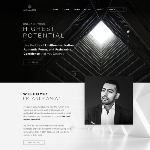 Interface website with the title 'Design a life coach home page'