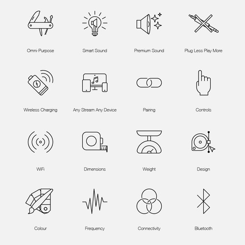 Wireless design with the title 'Line icons for Kien's website'