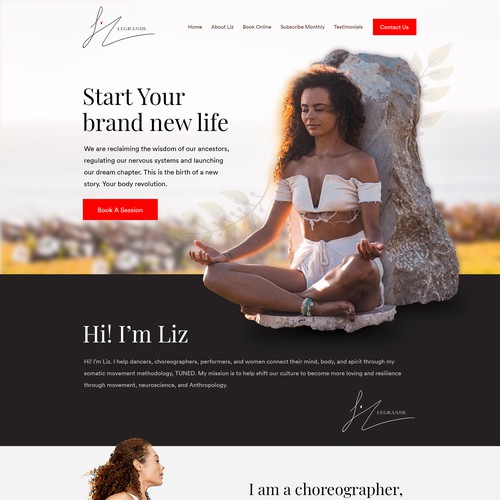 Fitness website with the title 'Yoga Trainer Website Design'