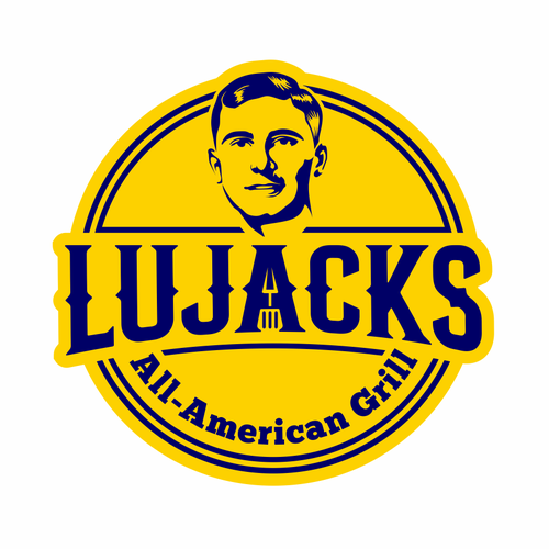 American football logo with the title 'Logotype and iconic character for an American grill restaurant'