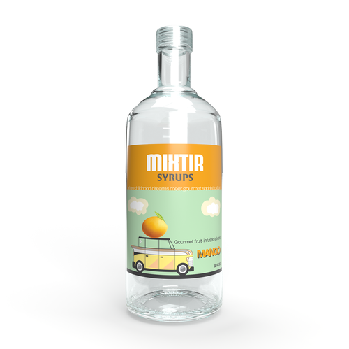 Mango design with the title 'Label concept for fruit-infused elixer'